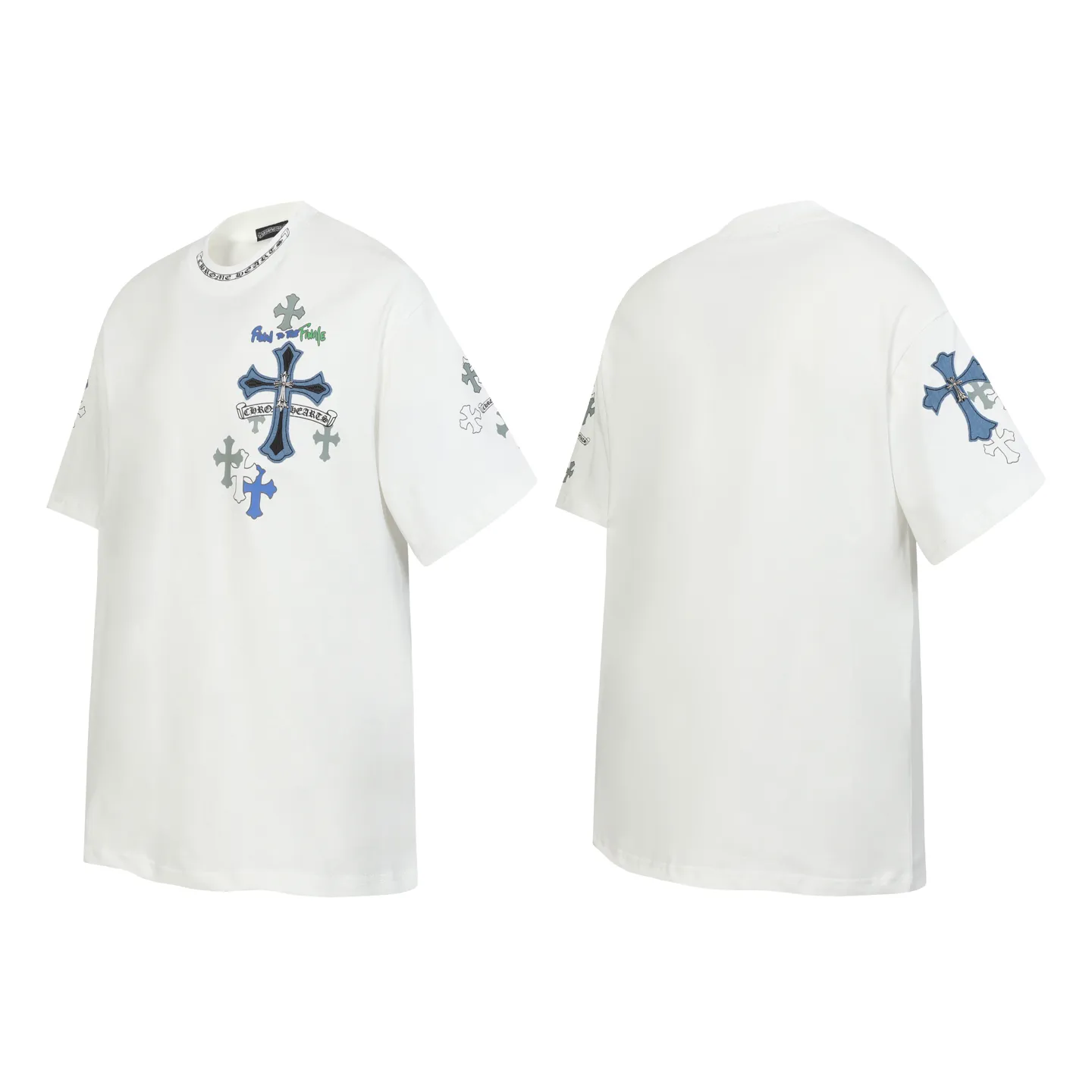 P170 Chrome Hearts CH Chrome Hearts Cross ✝️Denim embroidered Sanskrit short-sleeved T-shirt. Printed using direct injection imported machines. Hardware and accessories are all milled and customized. Correct configuration. Black 2025 Chrome Hearts authentic packaging. 260 grams of custom-dyed double yarn cotton. Large version. Loose and stylish. Differentiated from low version, slim and long version with upper body and hips. 100% commitment: top quality. Not fast food. Highest version on the market. Top quality - different from ordinary versions on the market. If you care about quality, you should also respect the price. Absolutely 0 after-sales service and 0 return rate so far. It’s hard not to love the style - 260g double yarn cotton custom dyed fabric - Correct high-density main mark, washed tag, hand-sewn